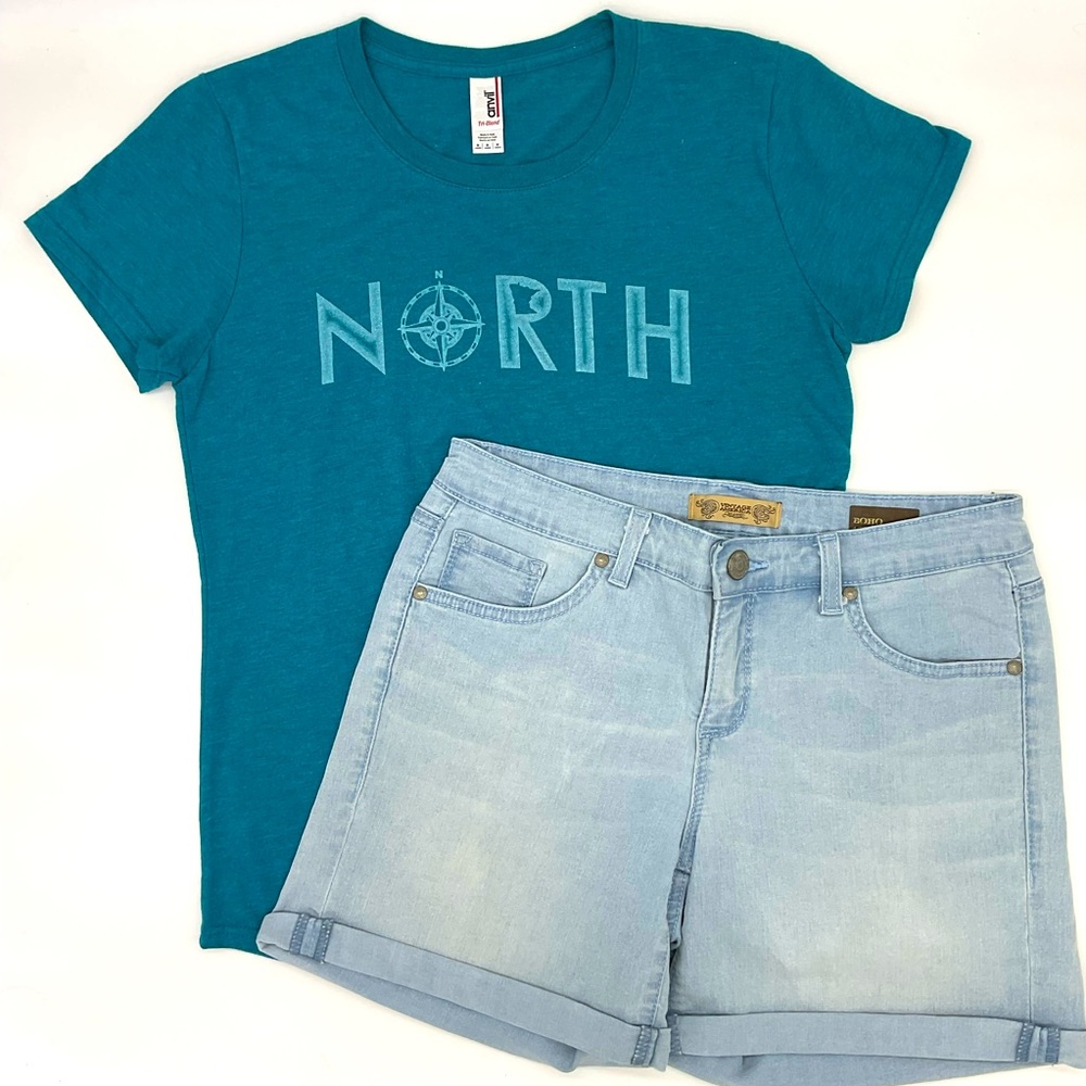 Vintage America Light Wash Denim Shorts (Bonus Tee)